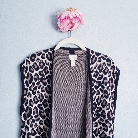 Chicos Maggie Jacquard Leopard Print Vest - Picture 6 of 8